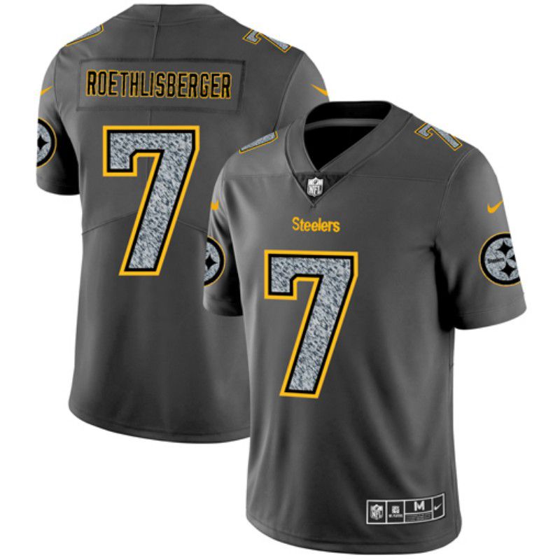 Men Pittsburgh Steelers #7 Roethlisberger Nike Teams Gray Fashion Static Limited NFL Jerseys->youth nfl jersey->Youth Jersey